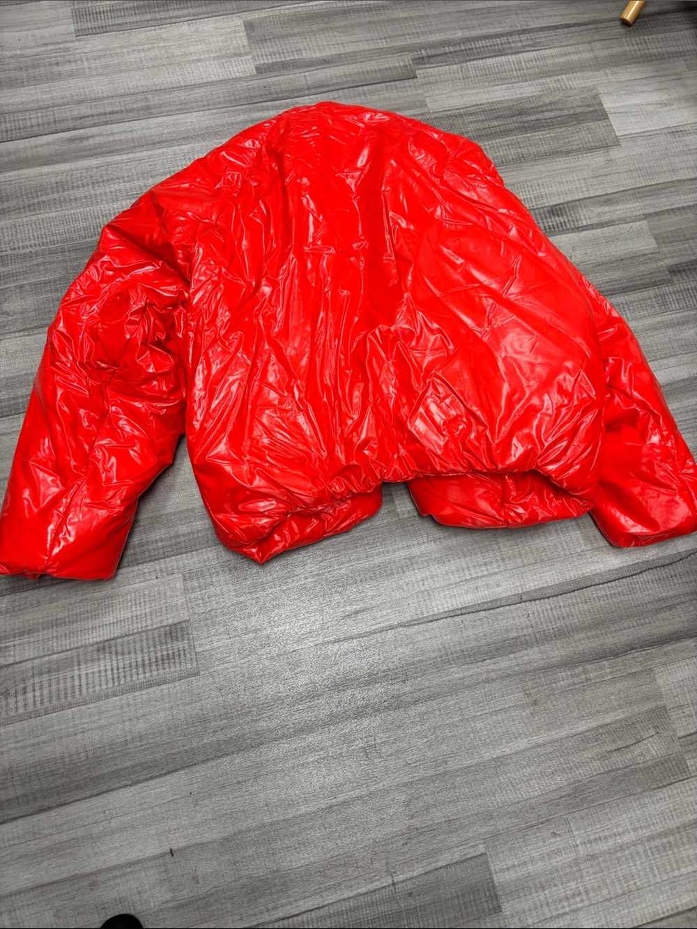 Yeezy Shiny Red Cropped Puffer Jacket - Picture 8 of 8